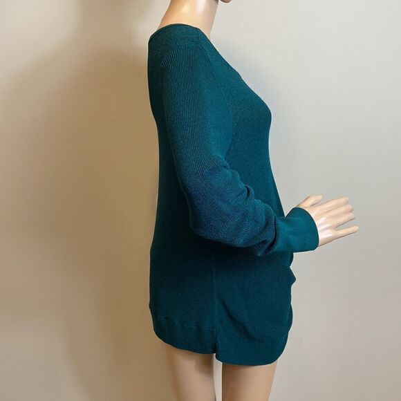 Chico’s cotton blend forest green knit side twist sweater size LP - Picture 4 of 9